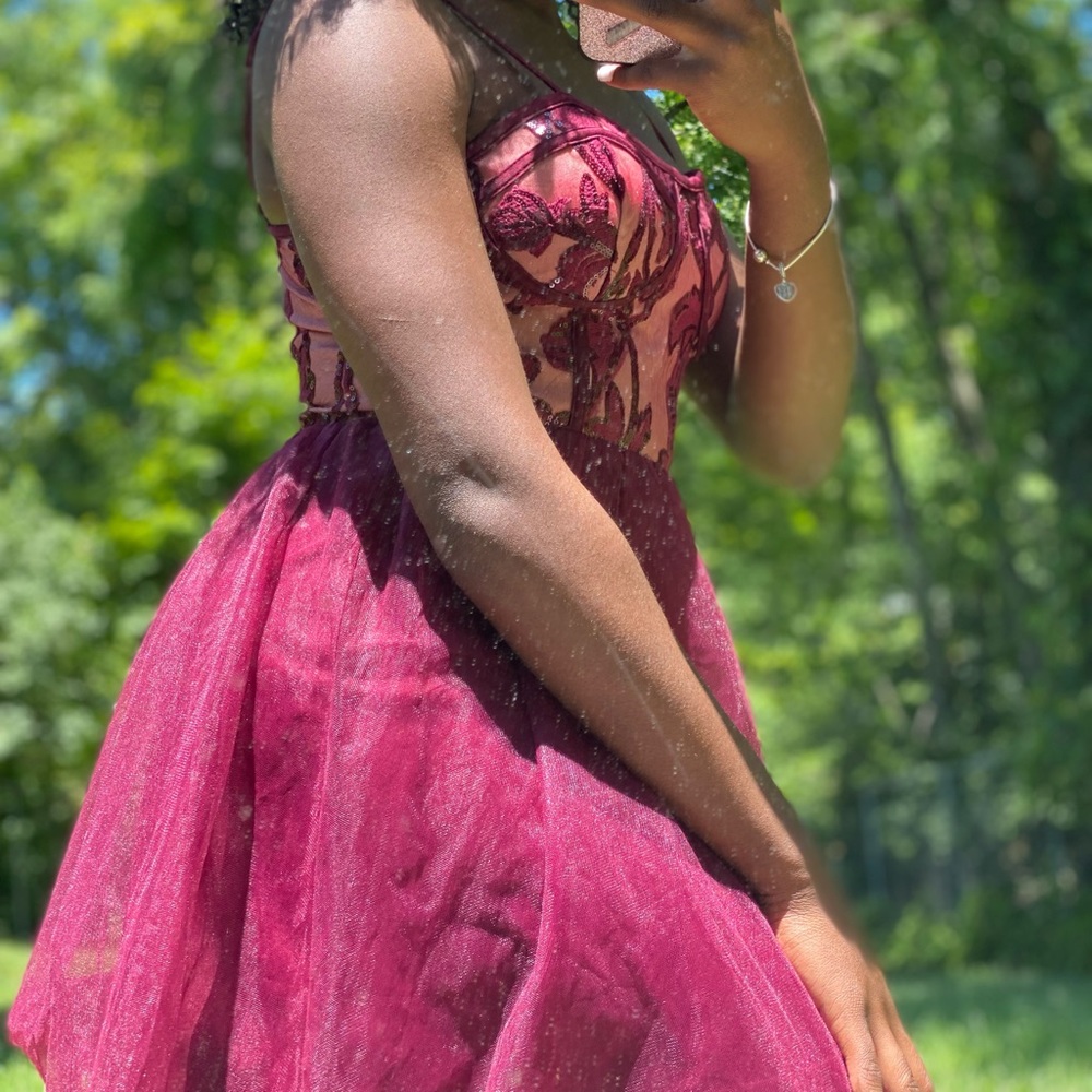 CUSTOM BURGUNDY SHORT HOMECOMING DRESS ❤️‍🩹